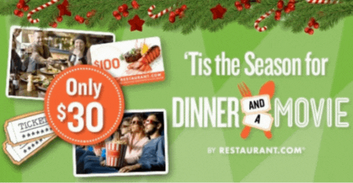2 Movie Tickets + $100 Restaurant.com Code