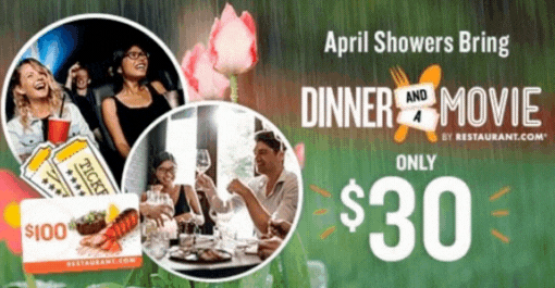 2 Movie Tickets + $100 Restaurant.com Code